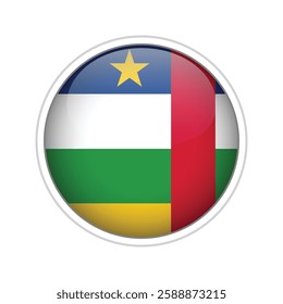 A high-quality vector illustration of a glossy sphere featuring the national flag of the Central African Republic