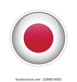 A high-quality vector illustration of a glossy sphere featuring the national flag of Japan.