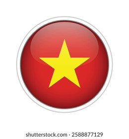 A high-quality vector illustration of a glossy sphere featuring the national flag of Vietnam.