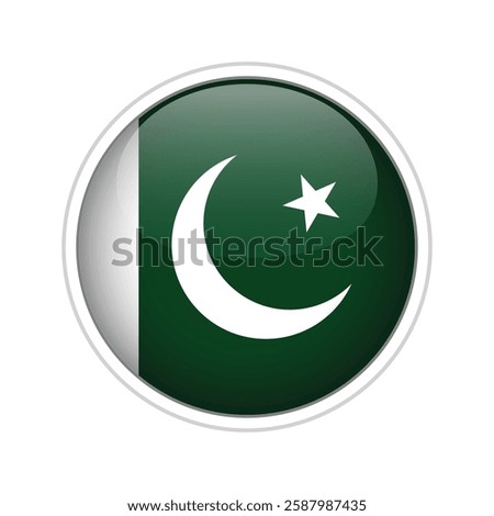 A high-quality vector illustration of a glossy sphere featuring the national flag of Pakistan. 