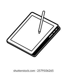 High-quality vector illustration of a graphic tablet, essential for digital artists, designers, and illustrators. Perfect for creative projects, professional design work, and digital sketching.