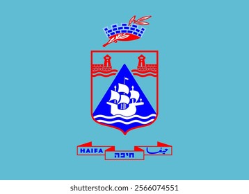 High-quality vector illustration of Haifa, Israel's official flag. Ideal for projects highlighting the city's coastal beauty, cultural diversity, and historical significance