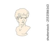 A high-quality vector illustration of the iconic David statue head, showcasing intricate details and artistic flair. Perfect for use in branding, interior decor, posters, or digital artwork inspired