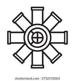 Ilustración vectorial de alta calidad de un engranaje industrial, perfecto para proyectos de ingeniería, maquinaria y diseño industrial. Preciso y escalable para diversas aplicaciones.