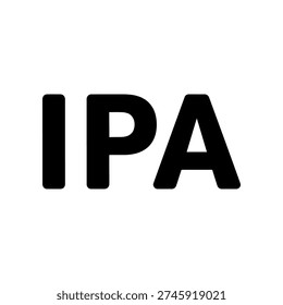 High-quality vector illustration of IPA bold black typography logo, minimalist design perfect for craft beer branding, modern identity, and commercial use.