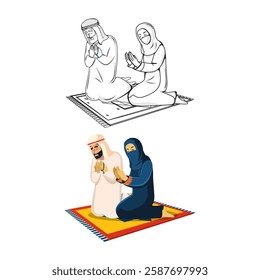 "High-quality vector illustration of Islamic cartoon character—for children's books, educational materials, Ramadan designs, and cultural projects. Download now for creative and engaging visuals!"