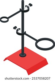 Ilustração vetorial de alta qualidade de um suporte de laboratório com duas pinças de suporte ajustáveis.