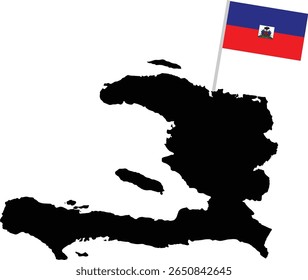 High-quality vector illustration of the map of Haiti combined with the national flag.