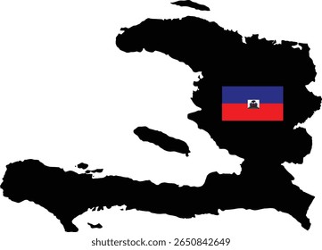 High-quality vector illustration of the map of Haiti combined with the national flag.