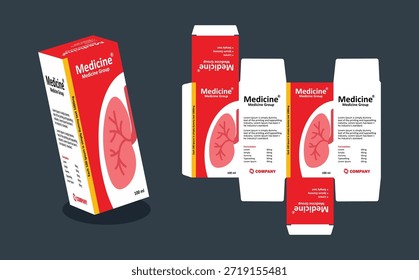 Ilustração vetorial de alta qualidade da embalagem da caixa do medicamento. Perfeito para marcas farmacêuticas ou modelos de produtos médicos ou publicidade de saúde ou embalagens de farmácia e projetos de marketing profissional.