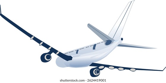 "High-quality vector illustration of a modern airplane in flight. Clean lines and detailed design suitable for travel, aviation, and transportation themes. Ideal for web, print, and promotional use."
