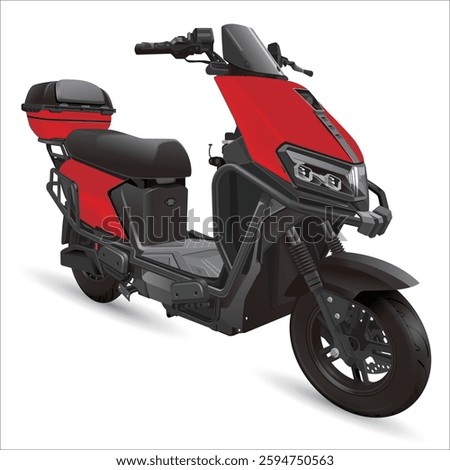 A high-quality vector illustration of a modern red scooter with a sleek and futuristic design.