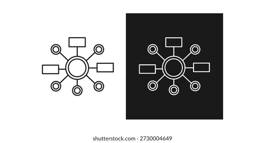 Ilustración vectorial de alta calidad de un diagrama de red con nodos interconectados y concentradores centrales. Ideal para fines técnicos, empresariales y educativos.
