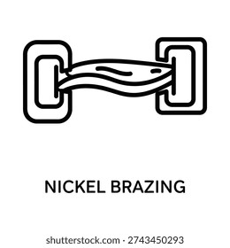 High-quality vector illustration of nickel brazing process showing metal joining technique for industrial applications.