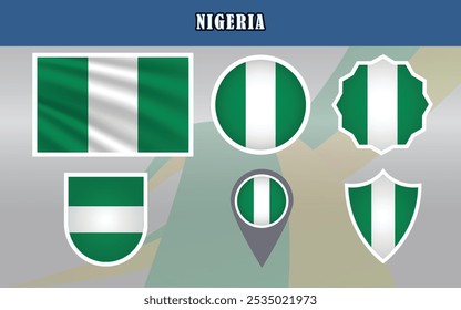 High-quality vector illustration of Nigeria's flag, showcasing its distinct green and white colors. Ideal for use in educational materials, cultural events, and graphic design.