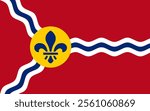 High-quality vector illustration of the official flag of Saint Louis, Missouri. Ideal for civic designs, presentations, and cultural projects, highlighting Saint Louis