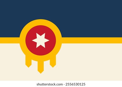 High-quality vector illustration of the official flag of Tulsa, Oklahoma. Ideal for civic designs, presentations, and cultural projects, highlighting Tulsa's rich heritage