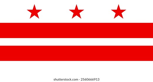 High-quality vector illustration of the official flag of Washington, D.C. Ideal for civic designs, presentations, and cultural projects, highlighting the capital's rich heritage