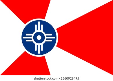 High-quality vector illustration of the official flag of Wichita, Kansas. Ideal for civic designs, presentations, and cultural projects, highlighting Wichita's rich heritage