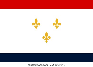 High-quality vector illustration of the official flag of New Orleans, Louisiana. Ideal for civic designs, presentations, and cultural projects, highlighting New Orleans' rich heritage