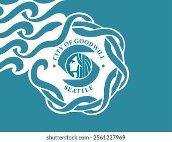 High-quality vector illustration of the official flag of Seattle, Washington. Ideal for civic designs, presentations, and cultural projects, highlighting Seattle's rich heritage