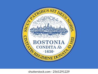 High-quality vector illustration of the official flag of Boston, Massachusetts. Ideal for civic designs, presentations, and cultural projects, highlighting Boston's rich heritage