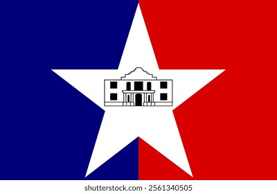 High-quality vector illustration of the official flag of San Antonio, Texas. Ideal for civic designs, presentations, and cultural projects, highlighting San Antonio's rich heritage