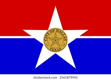 High-quality vector illustration of the official flag of Dallas, Texas. Ideal for civic designs, presentations, and cultural projects, highlighting Dallas's rich heritage
