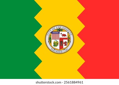 High-quality vector illustration of the official flag of Los Angeles, California. Ideal for civic designs, presentations, and cultural projects, highlighting LA's rich heritage