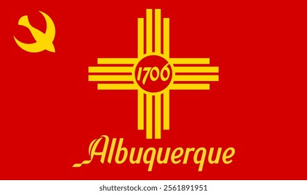 High-quality vector illustration of the official flag of Albuquerque, New Mexico. Ideal for civic designs, presentations, and cultural projects, highlighting Albuquerque's rich heritage