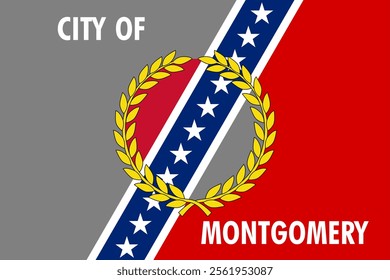 High-quality vector illustration of the official flag of Montgomery, Alabama. Ideal for civic designs, presentations, and cultural projects, highlighting Montgomery's rich heritage