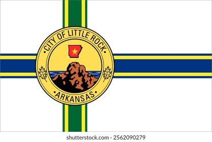 High-quality vector illustration of the official flag of Little Rock, Arkansas. Ideal for civic designs, presentations, and cultural projects, highlighting Little Rock's rich heritage