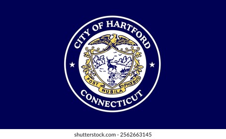 High-quality vector illustration of the official flag of Hartford, Connecticut. Ideal for civic designs, presentations, and cultural projects, highlighting Hartford's rich heritage