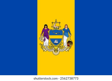 High-quality vector illustration of the official flag of Philadelphia, Pennsylvania. Ideal for civic designs, presentations, and cultural projects, highlighting Philadelphia's rich heritage