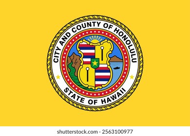 High-quality vector illustration of the official flag of Honolulu, Hawaii. Ideal for civic designs, presentations, and cultural projects, highlighting Honolulu's rich heritage