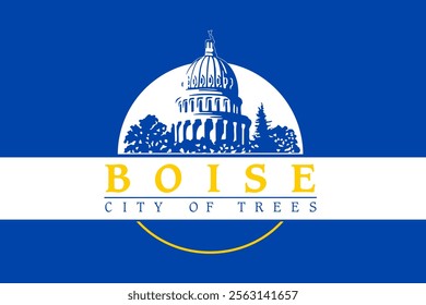 High-quality vector illustration of the official flag of Boise, Idaho. Ideal for civic designs, presentations, and cultural projects, highlighting Boise's rich heritage