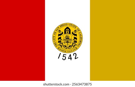 High-quality vector illustration of the official flag of San Diego, California. Ideal for civic designs, presentations, and cultural projects, highlighting San Diego's rich heritage