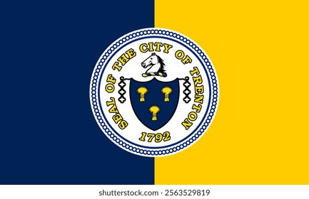 High-quality vector illustration of the official flag of Trenton, New Jersey. Ideal for civic designs, presentations, and cultural projects, highlighting Trenton's rich heritage