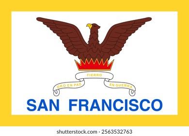 High-quality vector illustration of the official flag of San Francisco, California. Ideal for civic designs, presentations, and cultural projects, highlighting San Francisco's rich heritage