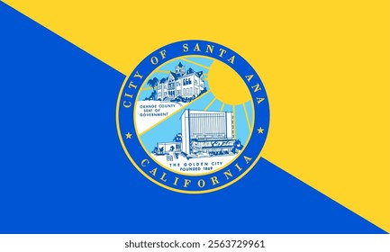 High-quality vector illustration of the official flag of Santa Ana, California. Ideal for civic designs, presentations, and cultural projects, highlighting Santa Ana's rich heritage