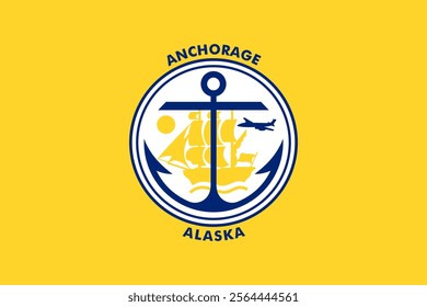 High-quality vector illustration of the official flag of Anchorage, Alaska. Ideal for civic designs, presentations, and cultural projects, highlighting Anchorage's rich heritage