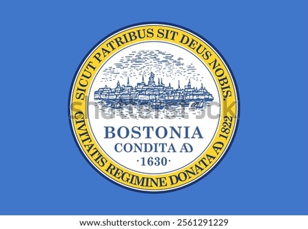 High-quality vector illustration of the official flag of Boston, Massachusetts. Ideal for civic designs, presentations, and cultural projects, highlighting Boston's rich heritage