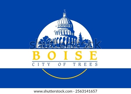 High-quality vector illustration of the official flag of Boise, Idaho. Ideal for civic designs, presentations, and cultural projects, highlighting Boise's rich heritage