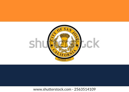 High-quality vector illustration of the official flag of San Jose, California. Ideal for civic designs, presentations, and cultural projects, highlighting San Jose's rich heritage