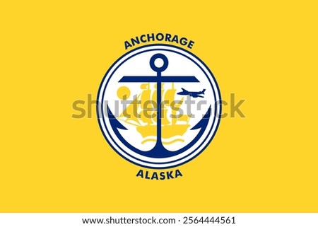 High-quality vector illustration of the official flag of Anchorage, Alaska. Ideal for civic designs, presentations, and cultural projects, highlighting Anchorage's rich heritage
