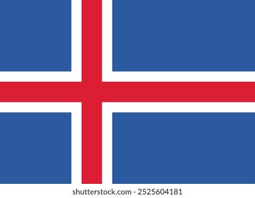  High-quality vector illustration of the official Iceland flag, featuring a blue field with a white-bordered red cross. Ideal for design projects, educational materials, and more