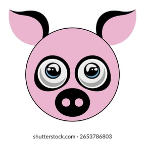 High-quality vector illustration of a pig's head in minimalist black line style. Perfect for farm-related designs, butcher shop branding, organic food labels, or vintage culinary packaging.