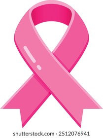 Ilustração vetorial de alta qualidade com uma fita rosa, simbolizando a conscientização e o apoio às pessoas afetadas pelo câncer de mama.