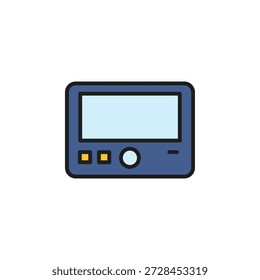 Ilustração vetorial de alta qualidade de um leitor de mídia portátil, perfeito para projetos de design modernos. Ideal para temas de tecnologia, música e entretenimento.