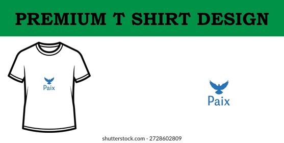 Ilustración vectorial de alta calidad de un diseño de camiseta de tipografía premium con un logotipo de paloma de la paz, perfecto para proyectos de marca de ropa, Impresión a la carta y Diseño gráfico con una estética limpia y escalable.